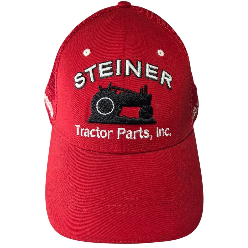 Steiner Tractor Parts Red Mesh Advertisement‎ Trucker Snapback Hat Cap OSFM